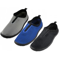 M1195 - Wholesale Men's Wave" Elastic Mesh Upper With Zipper Water Shoes ( *Asst. Black, Gray And Royal Blue )
